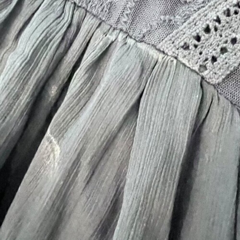 Abercrombie & Fitch Lace Chiffon Dress Sleeveless Mesh Sides Size S Navy Party - Picture 8 of 16